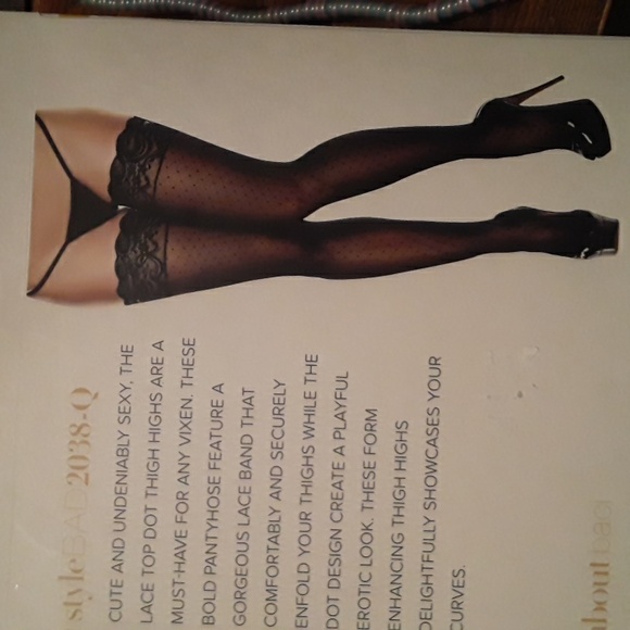 NWT Baci Queen Size Sexy Black  Lace Top Dot Thigh Highs Afterdark By Baci - Picture 7 of 10
